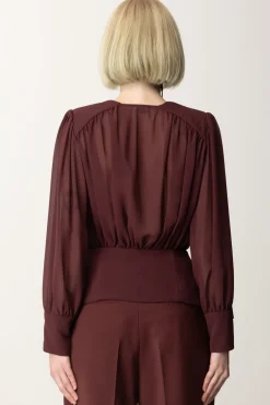 Elisabetta Franchi Camicia Morbida In Georgette con BaschinaROUGE NOIR