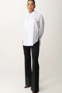 Elisabetta Franchi Camicia In Popeline con Polsini LogatiBIANCO