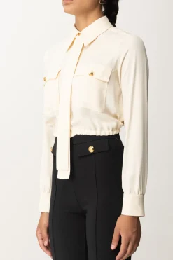 Elisabetta Franchi Camicia Crop Georgette con FoulardBURRO