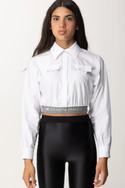 Elisabetta Franchi Camicia Crop con Fascione LogatoBIANCO