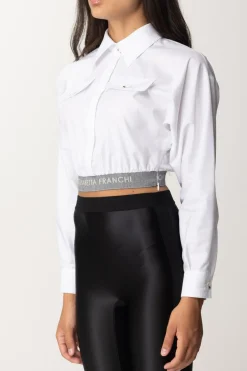 Elisabetta Franchi Camicia Crop con Fascione LogatoBIANCO