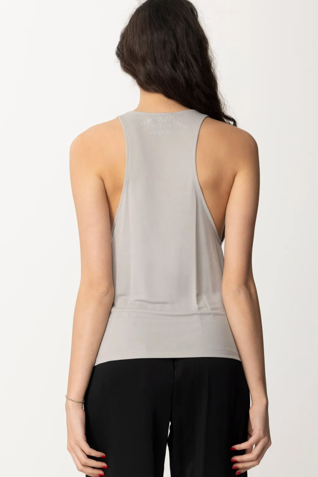 Elisabetta Franchi Canotta In Jersey con Logo Sul RetroPERLA