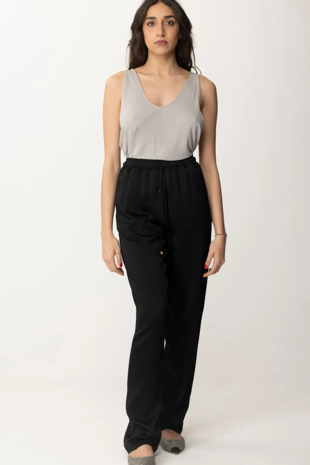 Elisabetta Franchi Canotta In Jersey con Logo Sul RetroPERLA