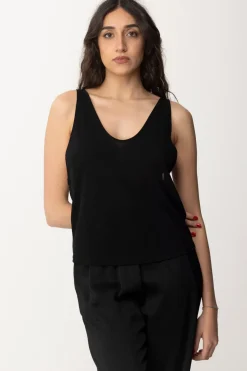 Elisabetta Franchi Canotta In Jersey con Logo Sul RetroNERO