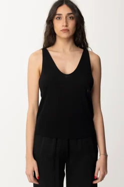 Elisabetta Franchi Canotta In Jersey con Logo Sul RetroNERO
