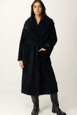 Elisabetta Franchi Cappotto Vestaglia con CinturaNERO