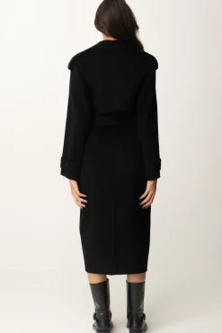 Elisabetta Franchi Cappotto a Trench In LanaNERO