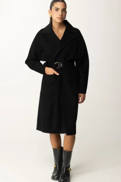 Elisabetta Franchi Cappotto Vestaglia In LanaNERO