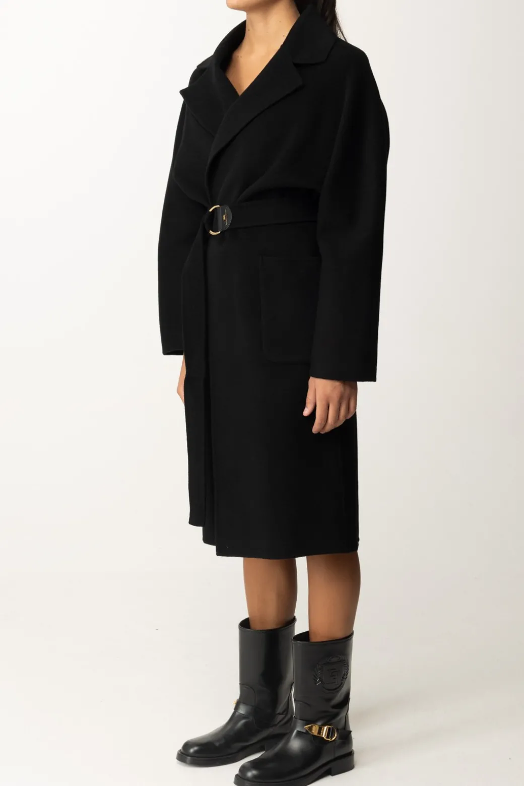 Elisabetta Franchi Cappotto Vestaglia In LanaNERO