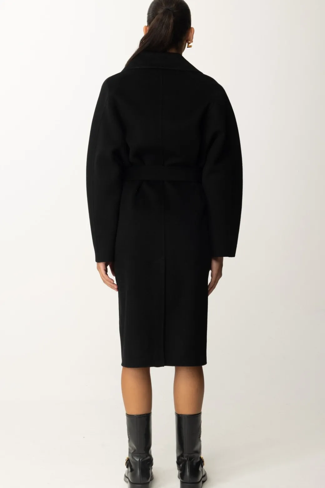 Elisabetta Franchi Cappotto Vestaglia In LanaNERO