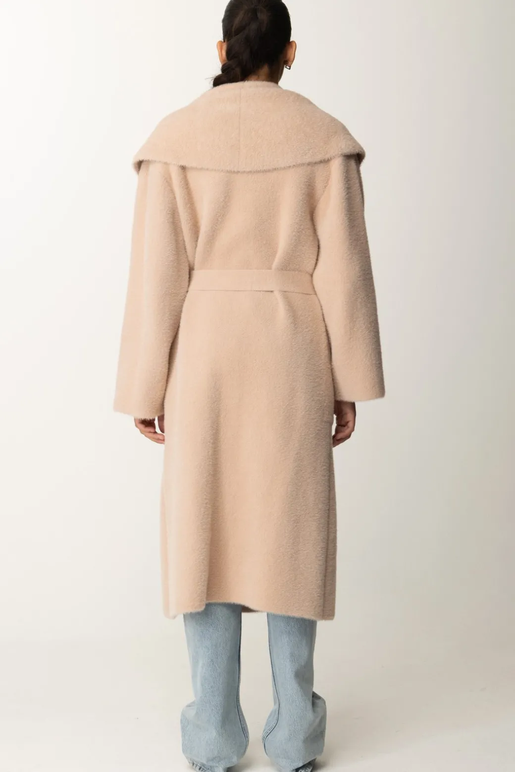 Elisabetta Franchi Cappotto Vestaglia con CinturaCARNE