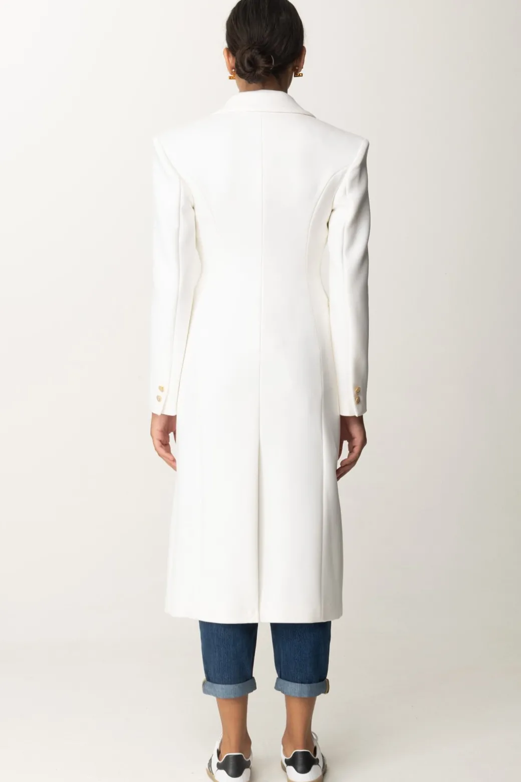 Elisabetta Franchi Cappotto Smoking LungoAVORIO