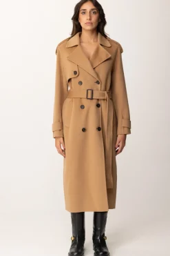 Elisabetta Franchi Cappotto a Trench In LanaCAMEL
