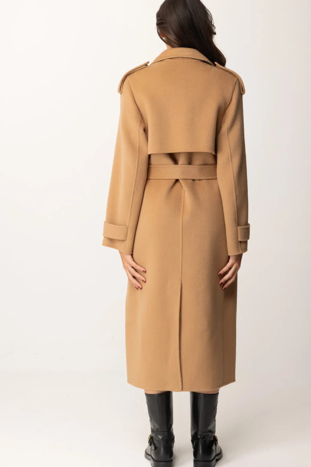 Elisabetta Franchi Cappotto a Trench In LanaCAMEL