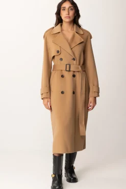 Elisabetta Franchi Cappotto a Trench In LanaCAMEL