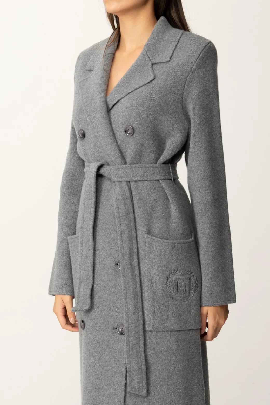 Elisabetta Franchi Cappotto Vestaglia con StemmaSTEEL MELANGE