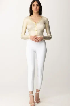 Elisabetta Franchi Cardigan Cropped LaminatoORO