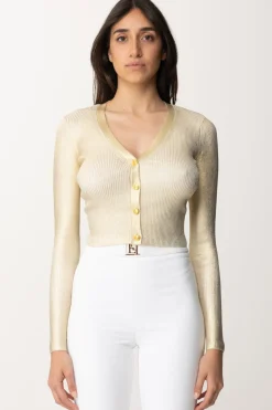 Elisabetta Franchi Cardigan Cropped LaminatoORO