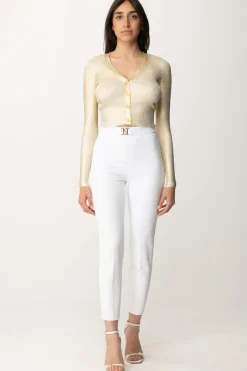 Elisabetta Franchi Cardigan Cropped LaminatoORO