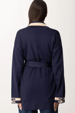 Elisabetta Franchi Cardigan con Bande LogoNAVY/CREMA