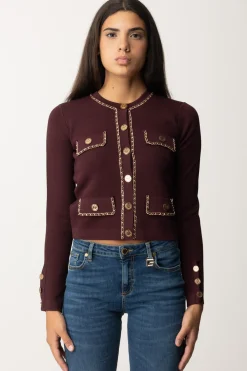 Elisabetta Franchi Cardigan Crop con CatenellaROUGE NOIR
