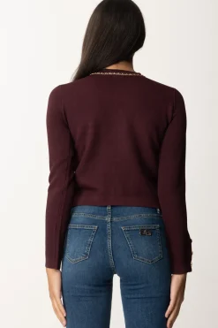 Elisabetta Franchi Cardigan Crop con CatenellaROUGE NOIR