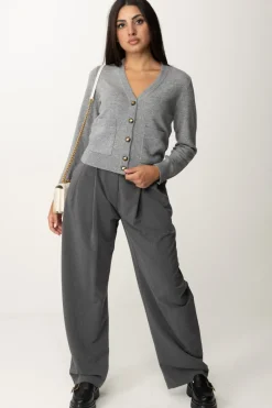 Elisabetta Franchi Cardigan con Bottoni GoldGRIGIO MELANGE