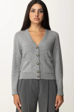 Elisabetta Franchi Cardigan con Bottoni GoldGRIGIO MELANGE