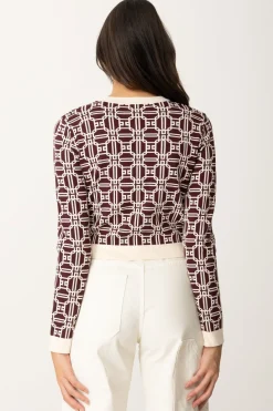 Elisabetta Franchi Cardigan Stampa Logo con CernieraROUGE NOIR/BURRO