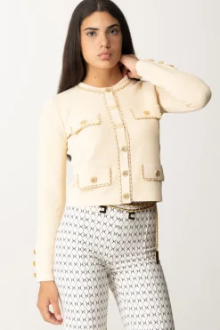 Elisabetta Franchi Cardigan Crop con CatenellaCREMA