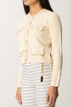 Elisabetta Franchi Cardigan Crop con CatenellaCREMA