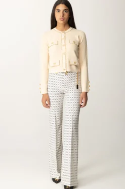 Elisabetta Franchi Cardigan Crop con CatenellaCREMA