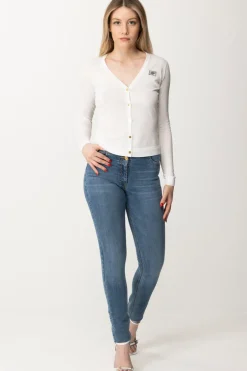 Elisabetta Franchi Cardigan con Logo e BottoniAVORIO