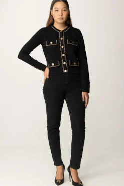 Elisabetta Franchi Cardigan Crop con CatenellaNERO