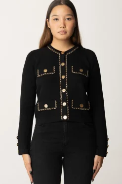 Elisabetta Franchi Cardigan Crop con CatenellaNERO