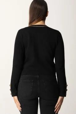 Elisabetta Franchi Cardigan Crop con CatenellaNERO