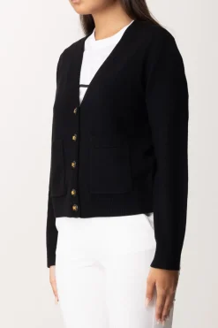 Elisabetta Franchi Cardigan con Bottoni GoldNERO