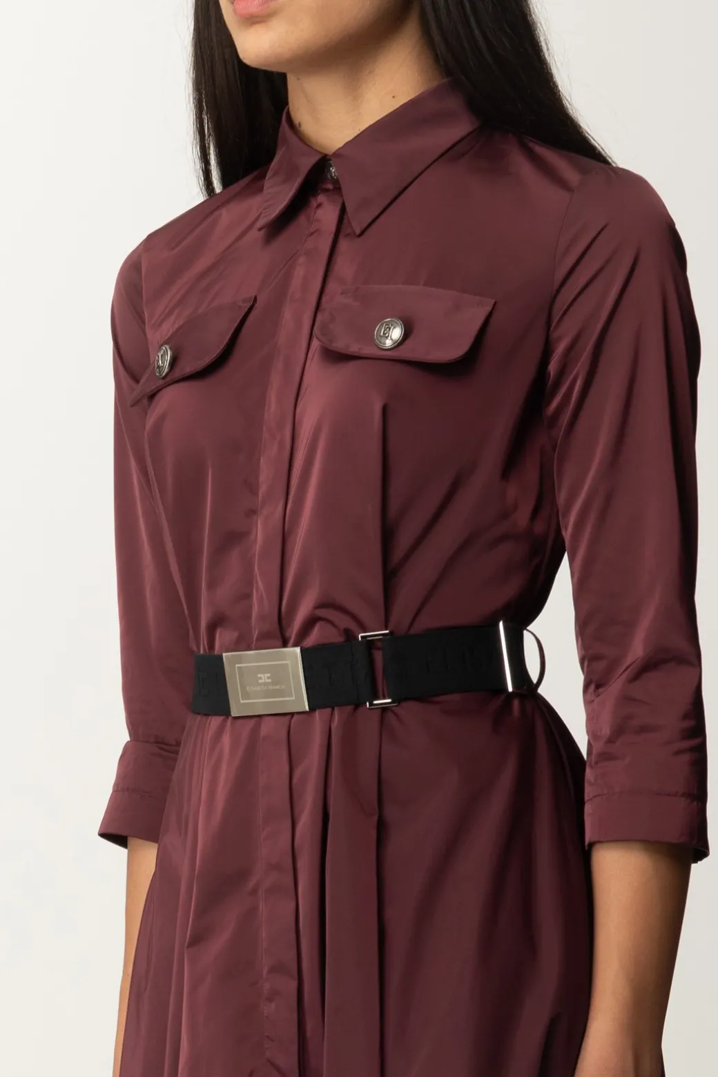 Elisabetta Franchi Chemisier In Nylon con CinturaROUGE NOIR