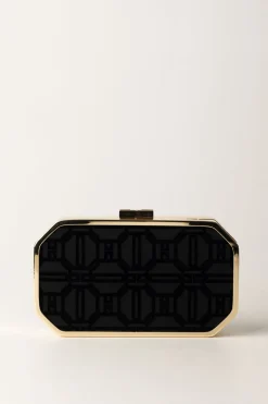 Elisabetta Franchi Clutch In Tessuto FlockNERO