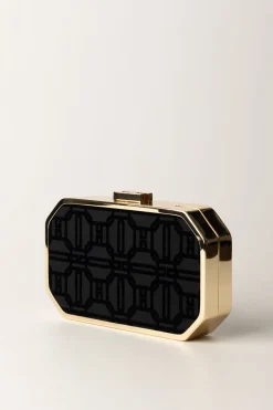 Elisabetta Franchi Clutch In Tessuto FlockNERO