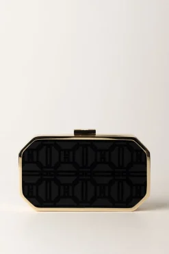 Elisabetta Franchi Clutch In Tessuto FlockNERO