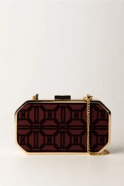 Elisabetta Franchi Clutch In Tessuto FlockROUGE NOIR