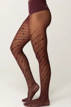 Elisabetta Franchi Collant a Righe Diagonali con LogoROUGE NOIR