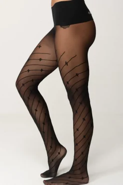 Elisabetta Franchi Collant a Righe Diagonali con LogoNERO