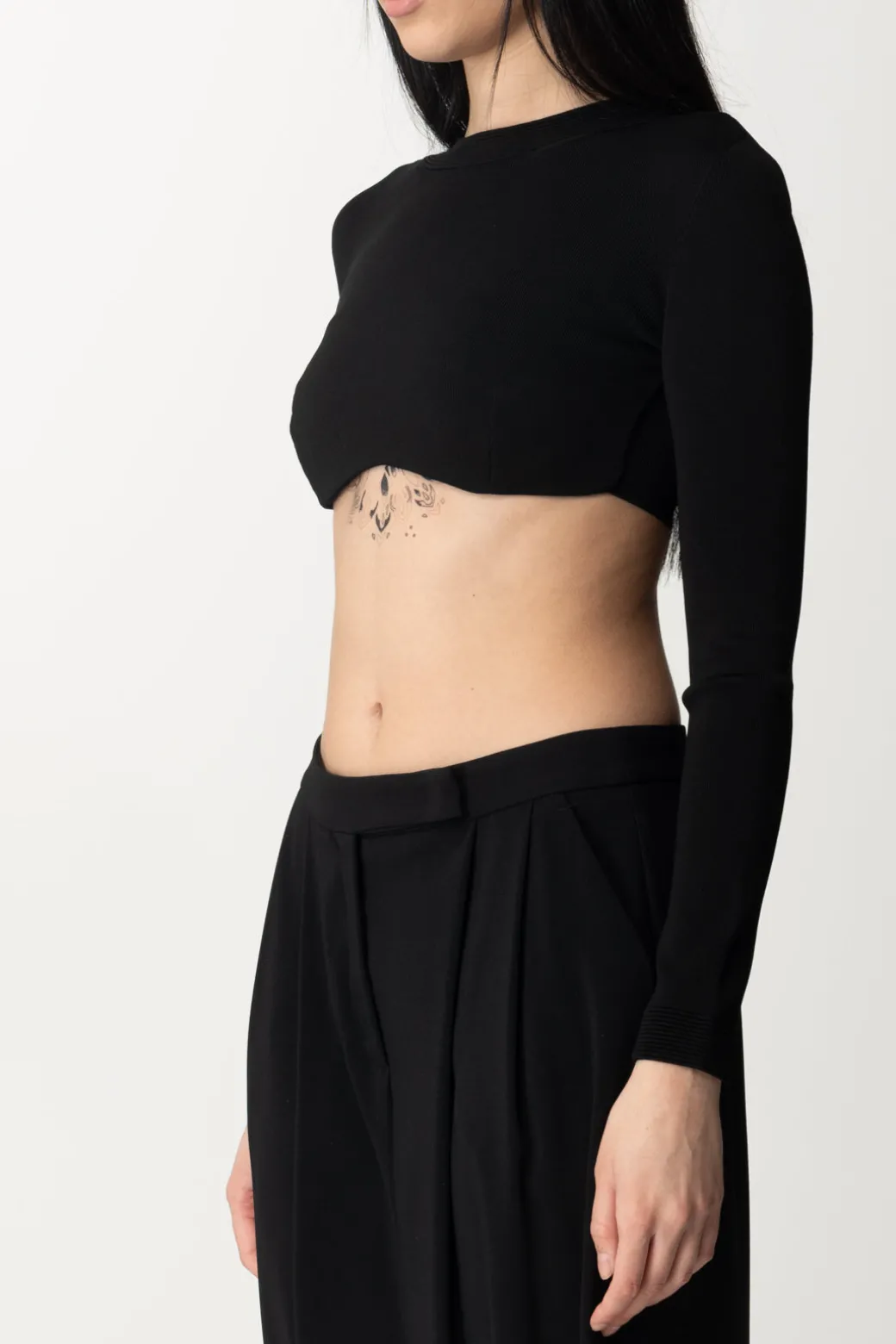 Elisabetta Franchi Crop Top In MagliaNERO
