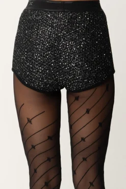 Elisabetta Franchi Culotte In Lana con PaillettesNERO/SILVER