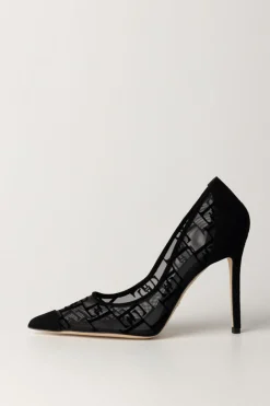 Elisabetta Franchi Décolleté Scamosciate In TulleNERO