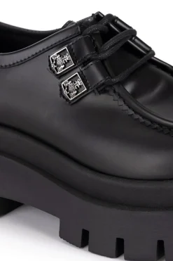 Elisabetta Franchi Derby In Pelle con PlateauNERO