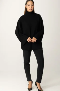 Elisabetta Franchi Dolcevita In Misto Cashmere con LogoNERO/BURRO