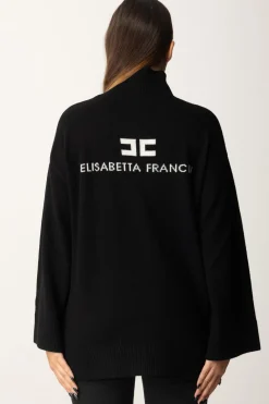 Elisabetta Franchi Dolcevita In Misto Cashmere con LogoNERO/BURRO
